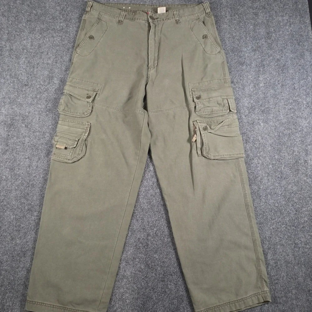 VTG Old Navy Cargo Pants Mens 36x32 Olive Green Utility Pocket Workwear